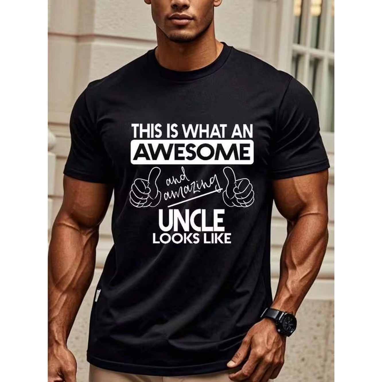 Summer Clothing Outfit Ideas - تي شيرت رجالي بتصميم الرسومات 'العم