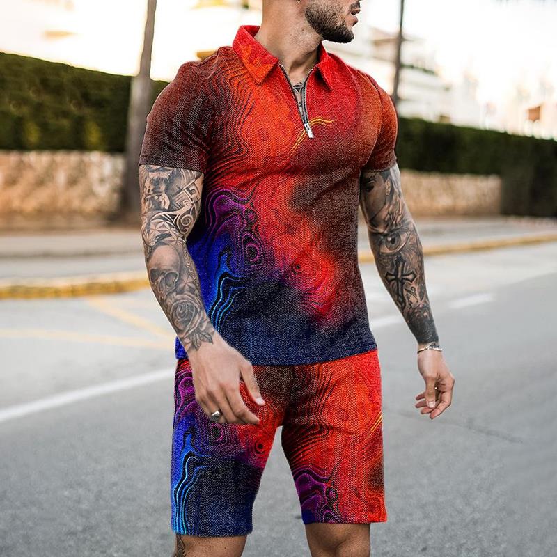 Summer De Clothing - طقم رياضي صيفي للرجال من قطعتين،