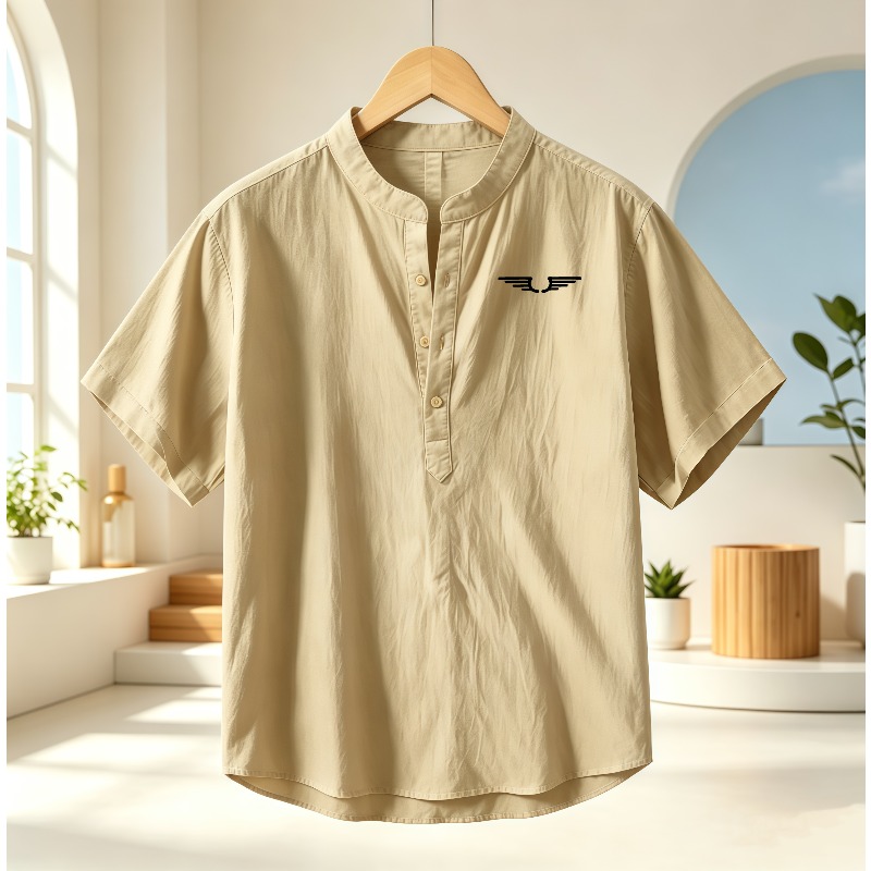 Summer Clothing Tops - قميص رجالي قصير الأكمام من القطن