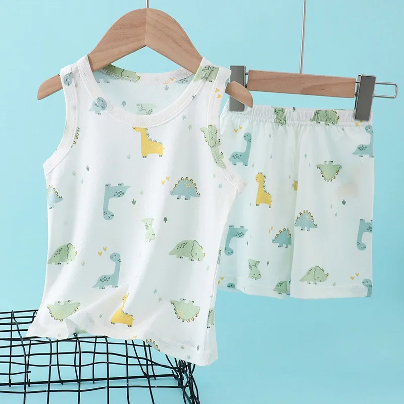 Summer Clothing Baby Boy - بدلة صيفية للأطفال من القطن والخيزران،