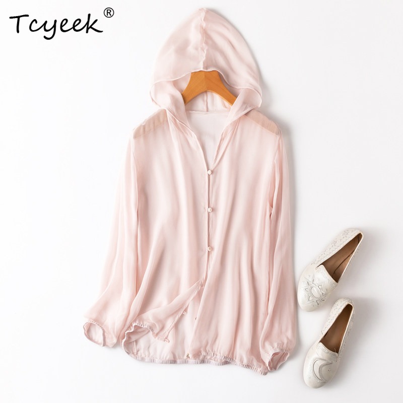 Summer Clothing Tops - قميص نسائي من الحرير الطبيعي 100%