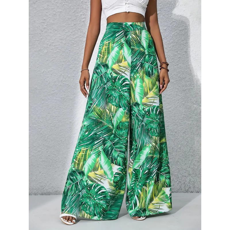 Palazzo Pant Wide - بنطلون نسائي واسع الساق بخصر مرتفع