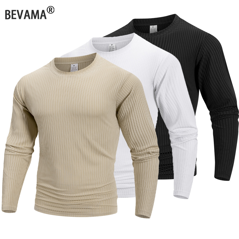 Summer Clothing Tops - قميص رجالي بأكمام طويلة وياقة دائرية