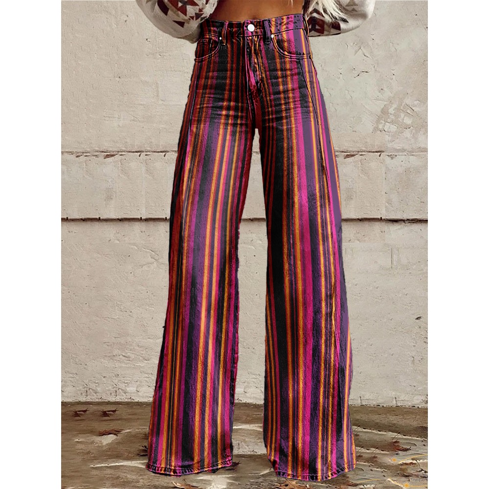 Palazzo Pant Wide - الرجعية شريط مضيئة السراويل للنساء مثير