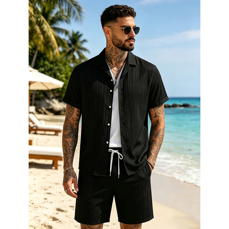 Summer Clothing Beach - طقم بدلة صيفية غير رسمية للرجال،