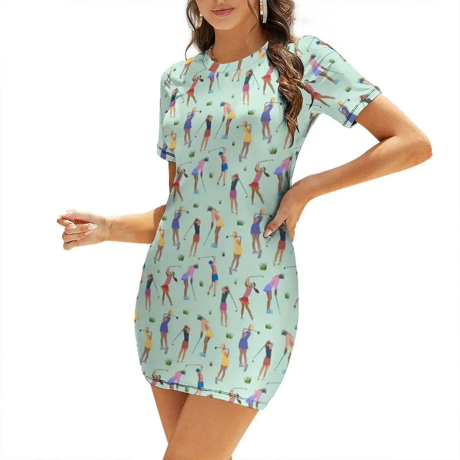 Summer Clothing Online - فستان قصير الأكمام للنساء بتصميم أنيق