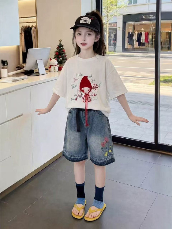 طقم بناتي صيفي جديد: تي شيرت ب - مراجعة Summer Clothing Online وسعره