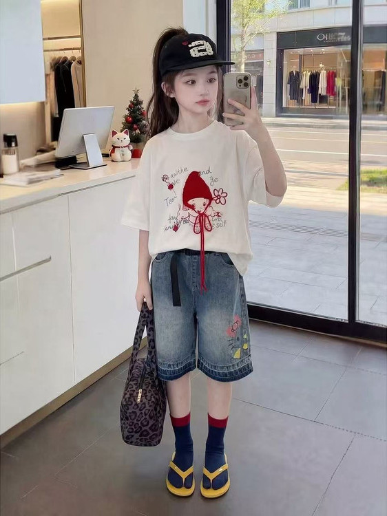 طقم بناتي صيفي جديد: تي شيرت ب - مراجعة Summer Clothing Online وسعره