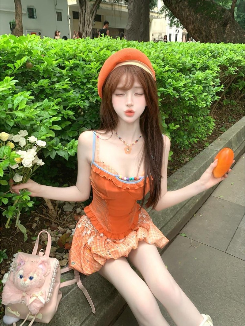 طقم صيفي جديد برتقالي اللون من - مراجعة Summer Clothing For Girls وسعره