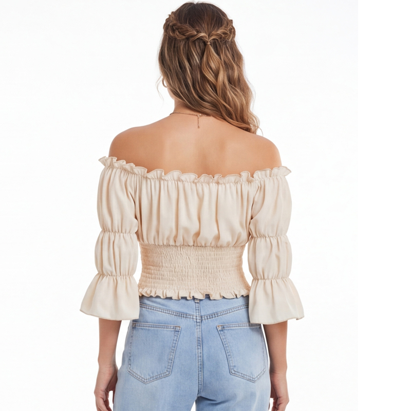 بلوزة نسائية على طراز عصر النه - مراجعة Off Shoulder Blouse وسعره