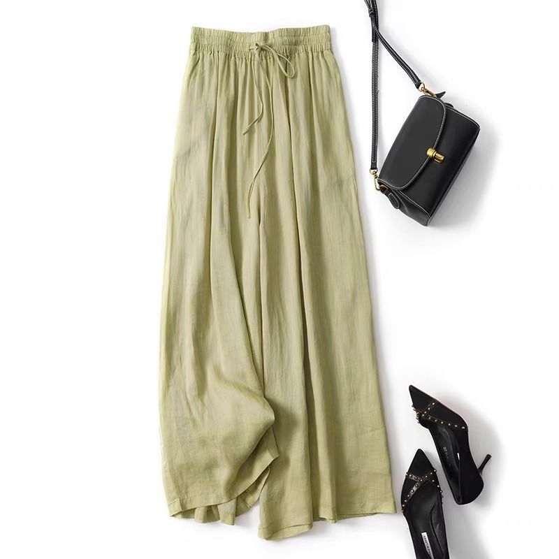 طبقة مزدوجة القطن الكتان السرا - مراجعة Palazzo Pant Wide وسعره