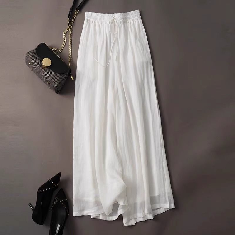 طبقة مزدوجة القطن الكتان السرا - مراجعة Palazzo Pant Wide وسعره