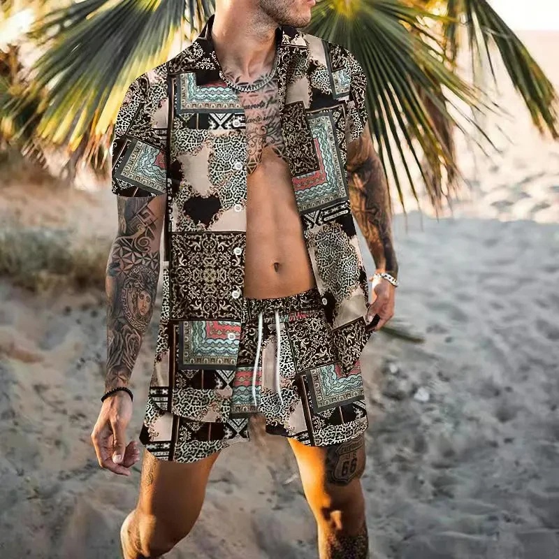 طقم قميص رجالي صيفي أنيق بطبعة - مراجعة Summer Clothing Tops وسعره