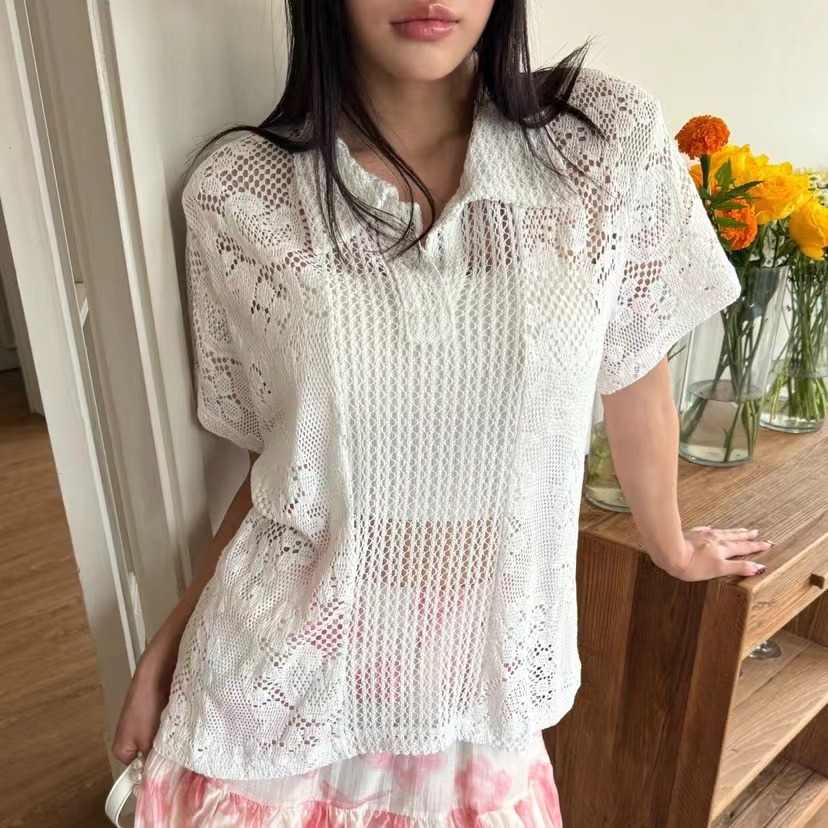 قميص نسائي بياقة دانتيل بتصميم - مراجعة Summer Clothing Online وسعره