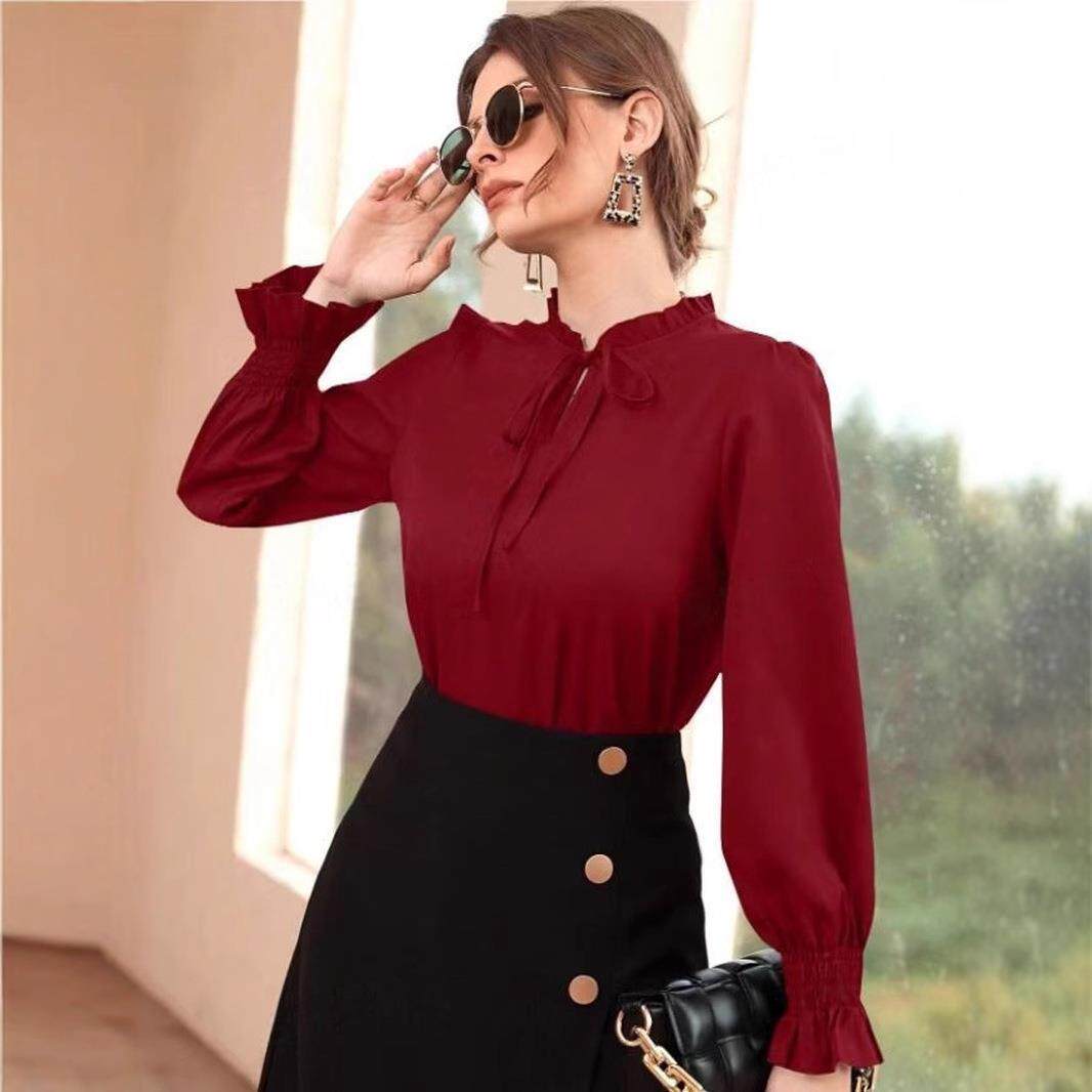 قميص نسائي ساتان بأكمام طويلة  - مراجعة Summer Clothing Online وسعره