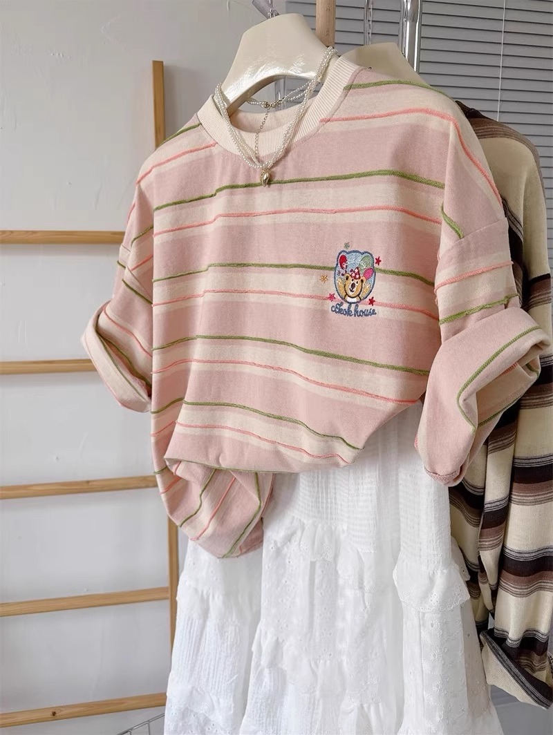 تي شيرت قطني مخطط بأكمام قصيرة - مراجعة Summer Clothing Outlet وسعره