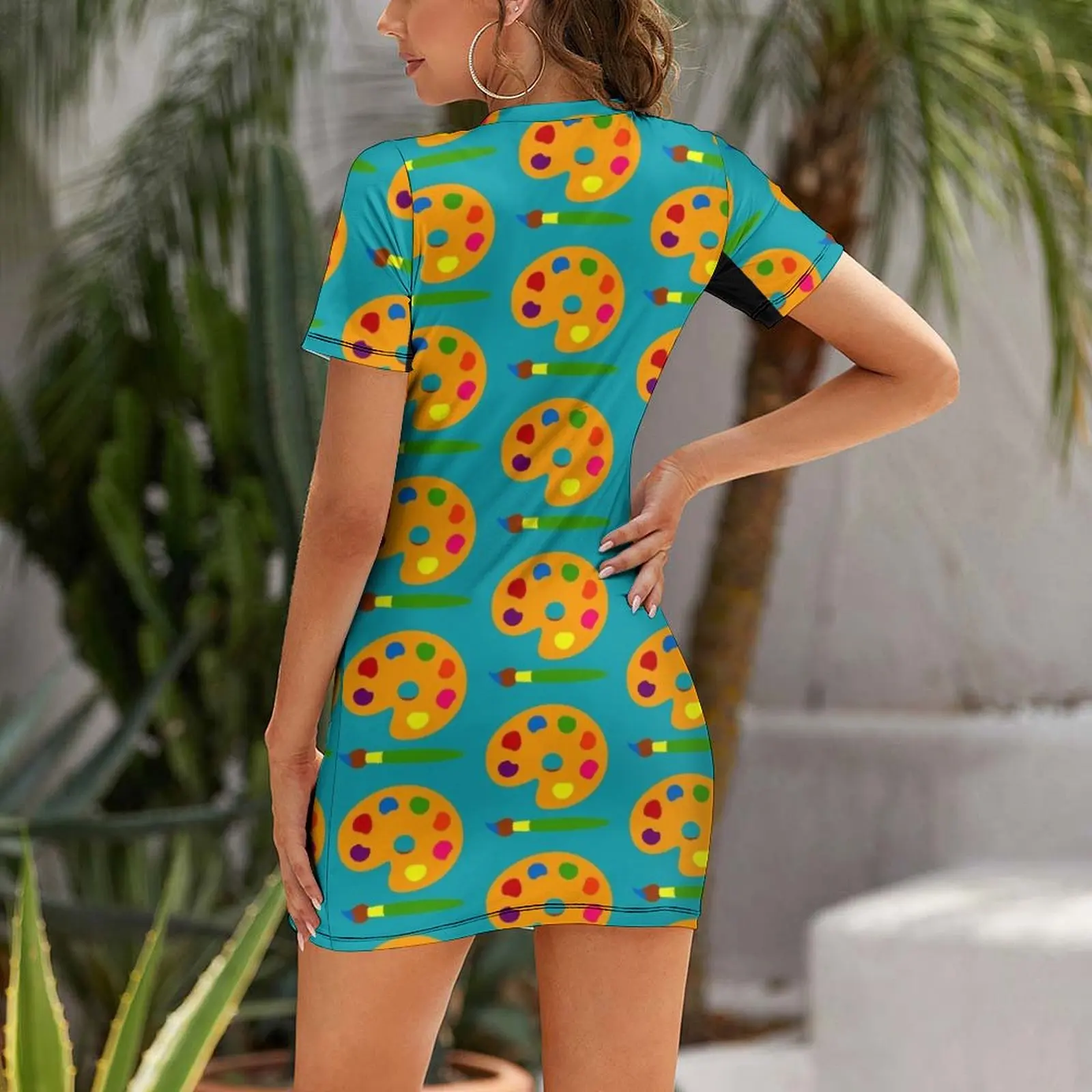 فستان بأكمام قصيرة بتصميم لوحة - مراجعة Summer Clothing Palette وسعره